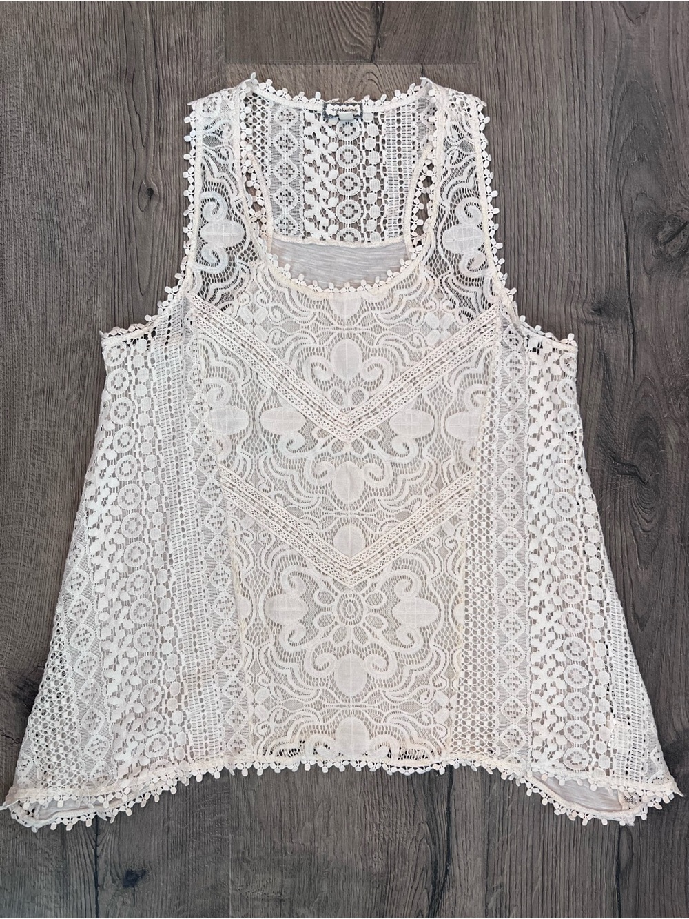 Off white Lace Crochet Tank Top - large